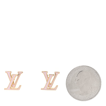 Louis Vuitton Metal Enamel LV Iconic Earrings Gold Pink 2 of 5