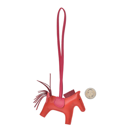 Hermes Milo Lambskin Grigri Rodeo Horse Bag Charm PM Rouge Indien Rubis Rose Mexico 2 of 4