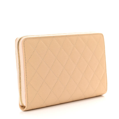 Chanel Caviar Quilted Large Zip Around Organizer Wallet Beige 3 of 10