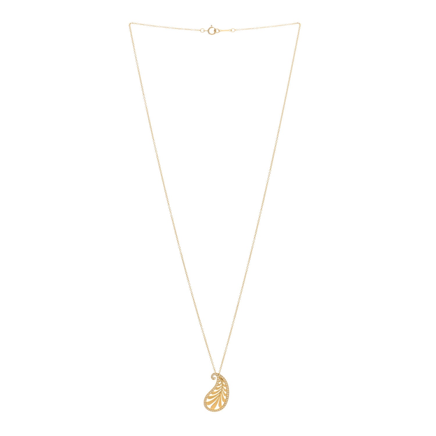 Tiffany 18K Yellow Gold Diamond Paloma Picasso Villa Palm Pendant Necklace 3 of 5