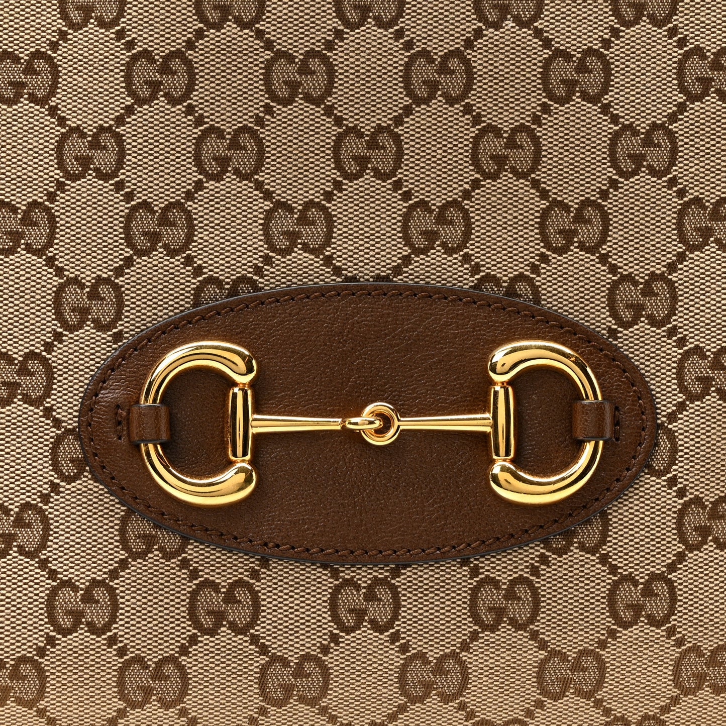 Monogram Calfskin Medium Horsebit 1955 Tote Bag Beige Brown Sugar