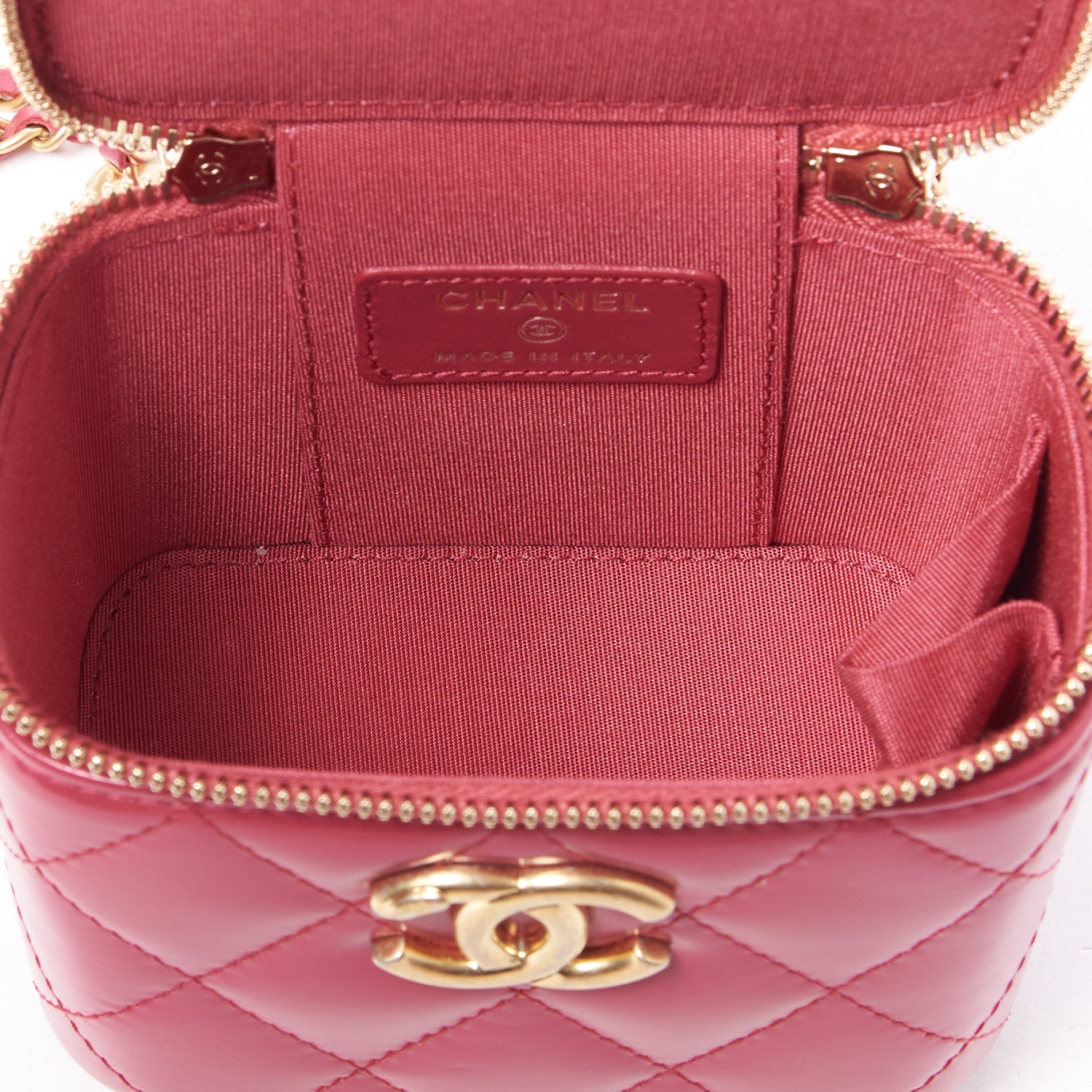 Chanel Calfskin Quilted Mini Perfect Fit Vanity Case With Chain Pink 6 of 10