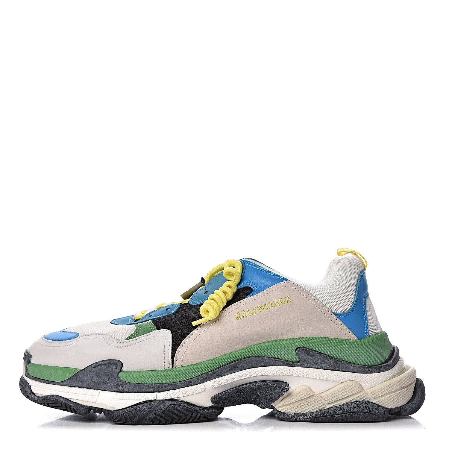 Balenciaga Fabric Mesh Nappa Mens Triple S Sneakers 47 Bleu White Vert Jaune 1 of 11