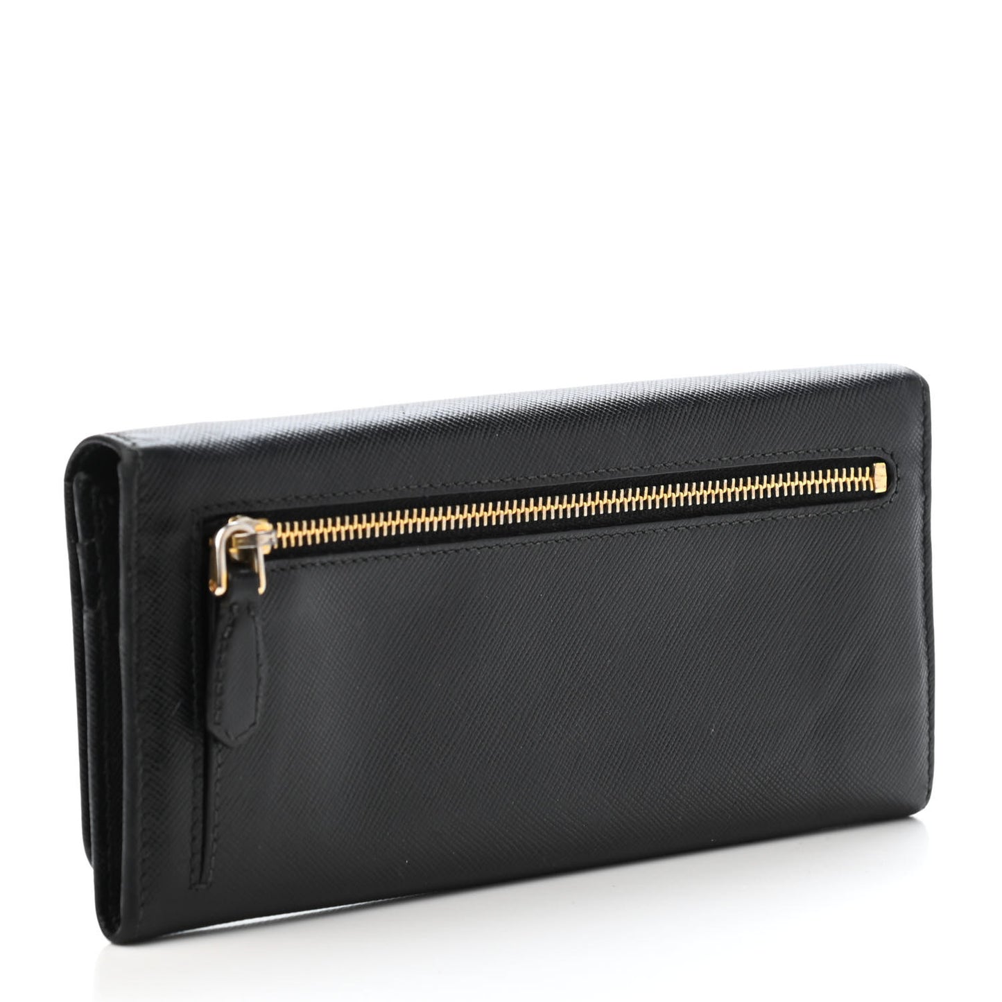 Saffiano Metal Continental Flap Wallet Black