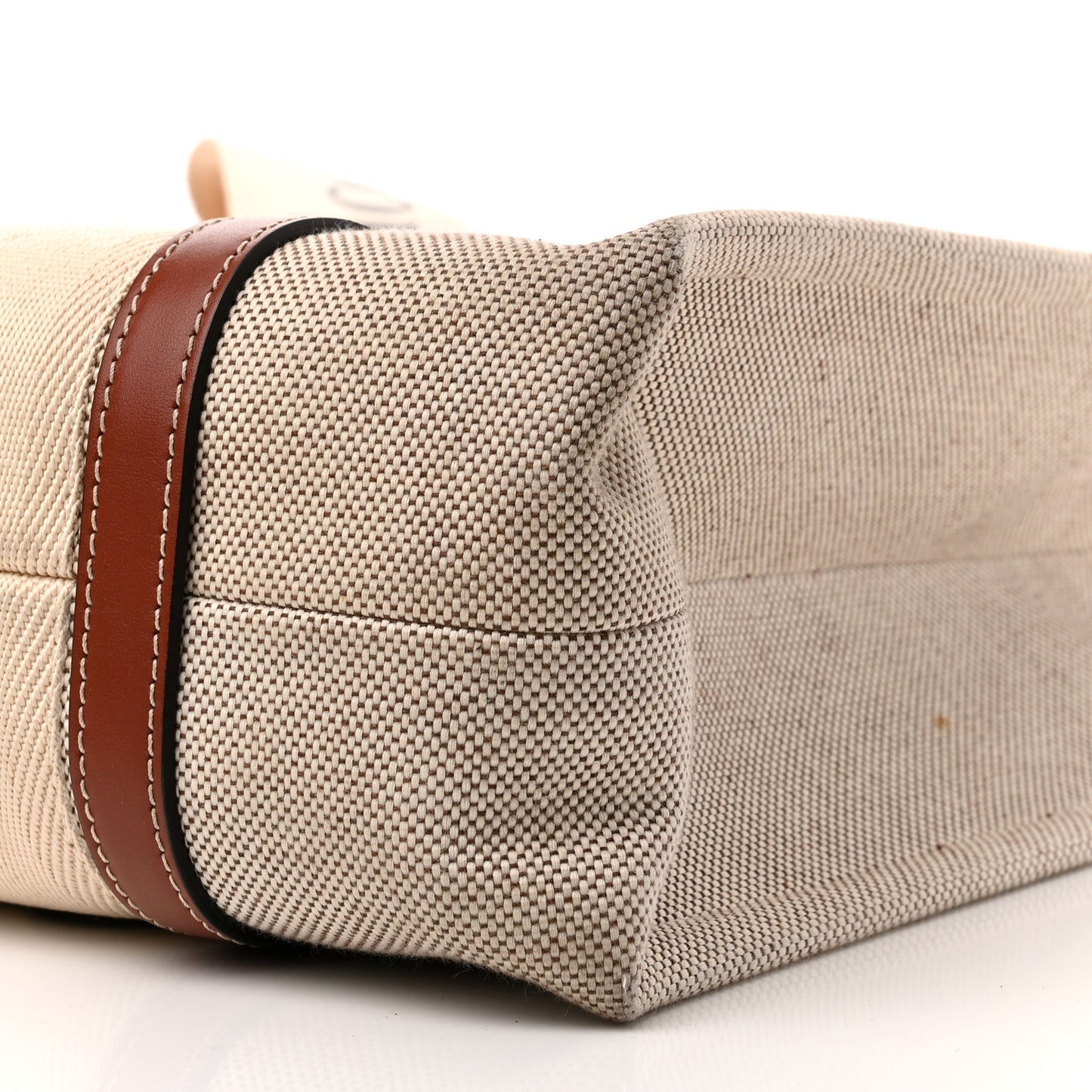 Cotton Calfskin Medium Woody Ribbon Tote White Brown
