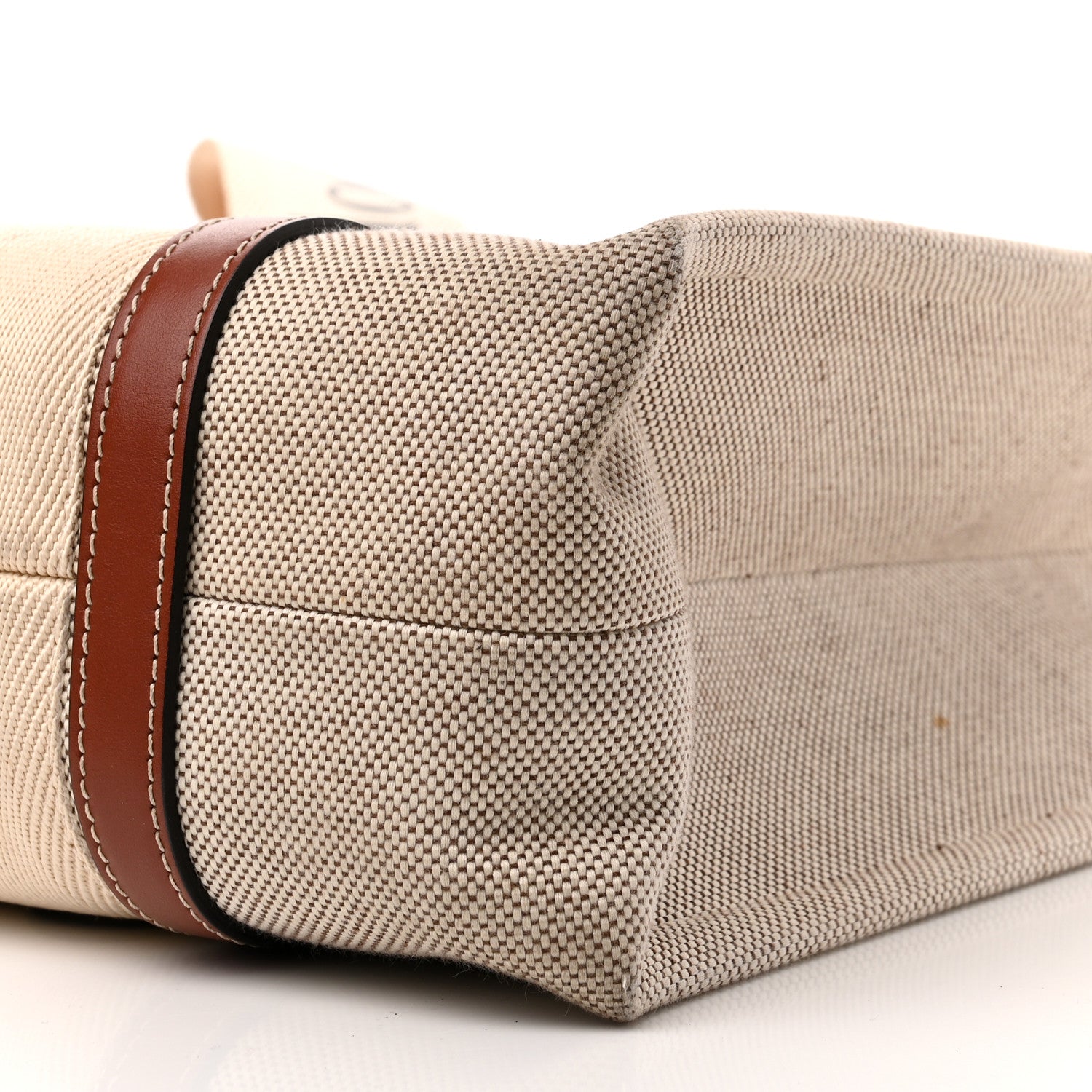 Chloe Cotton Calfskin Medium Woody Ribbon Tote White Brown 9 of 12