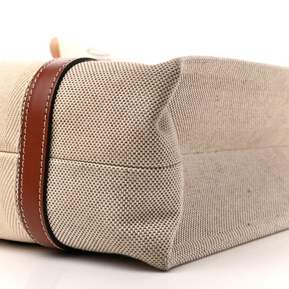 Chloe Cotton Calfskin Medium Woody Ribbon Tote White Brown 9 of 12