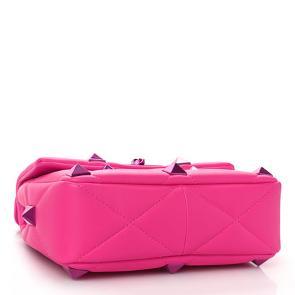 Valentino Garavani Nappa Lacquer Monochrome Medium Roman Stud Shoulder Bag Pink PP 4 of 8