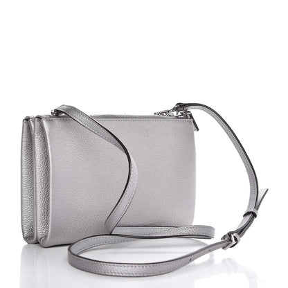 MCM Grained Calfskin Milla Double Crossbody Bag Spike Silver 3 of 13