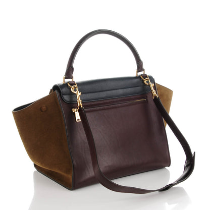 Celine Smooth Calfskin Suede Medium Tri-Color Trapeze Burgundy 3 of 7