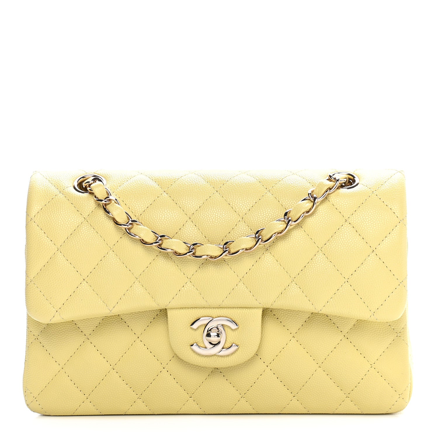 Chanel Caviar Quilted Small Double Flap Yellow 1 of 8