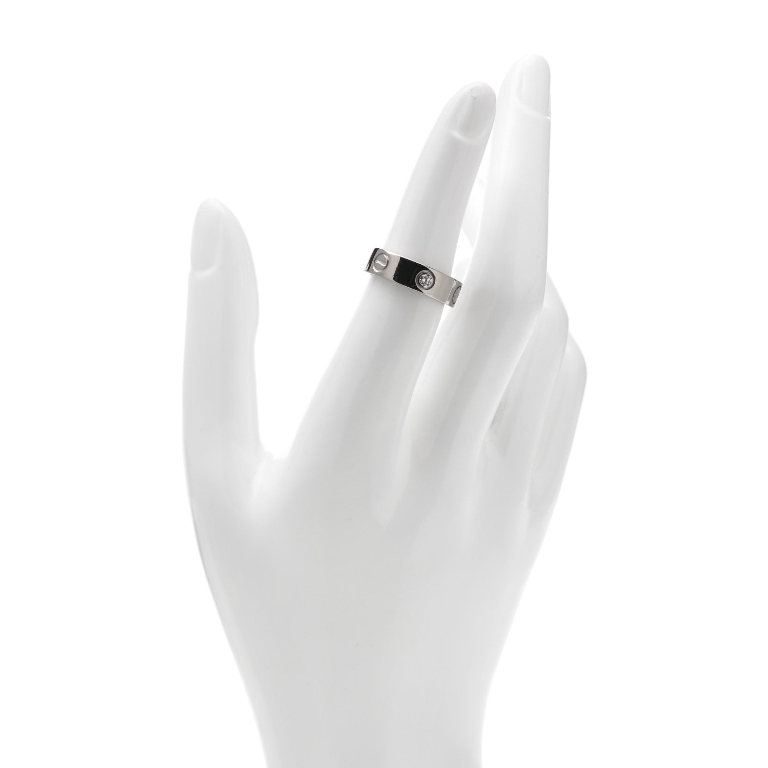 Cartier 18K White Gold 3 Diamond 5.5mm LOVE Ring 52 6 2 of 6