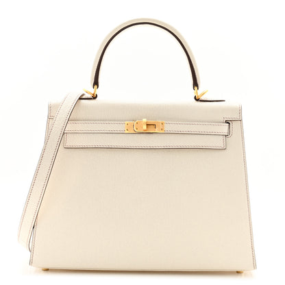 Hermes Chevre Mysore Horseshoe Kelly Sellier 25 Nata Gris Perle Rose Sakura 1 of 11