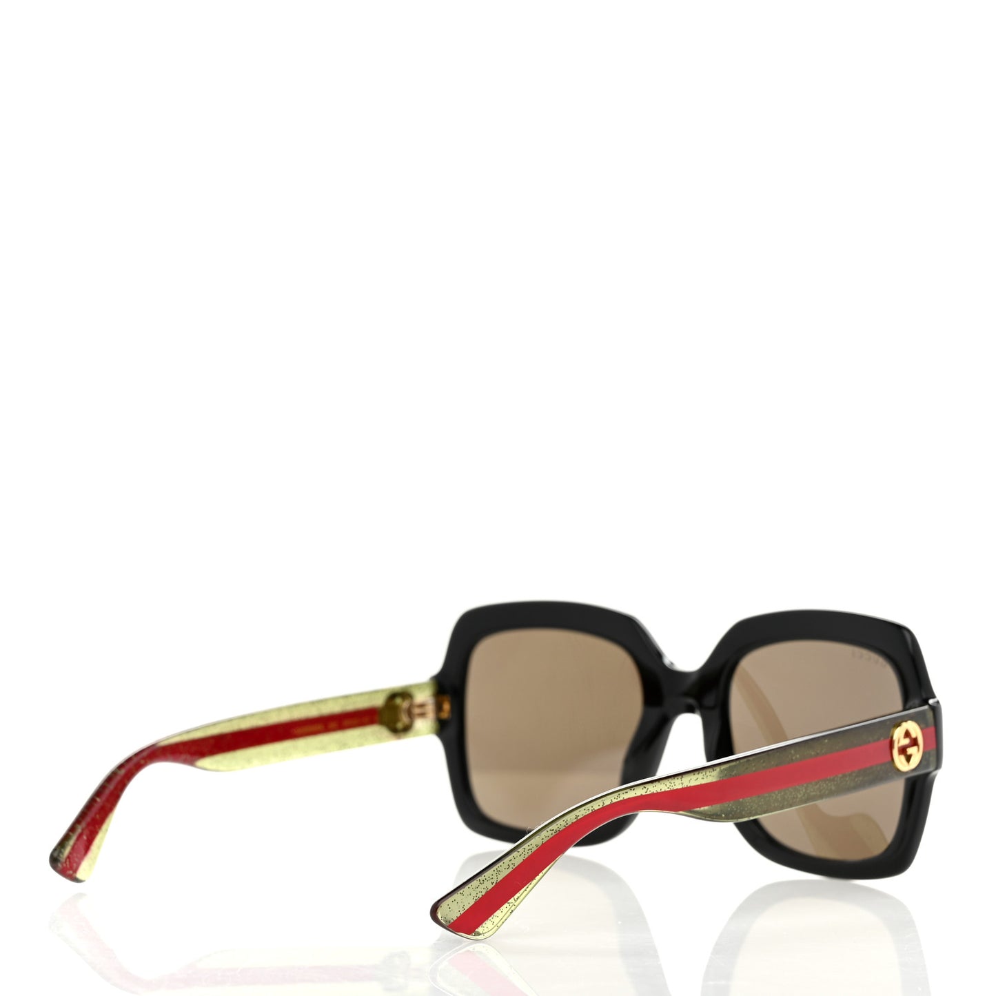 Acetate Square Frame Web Glitter Sunglasses GG0036SN Black Green