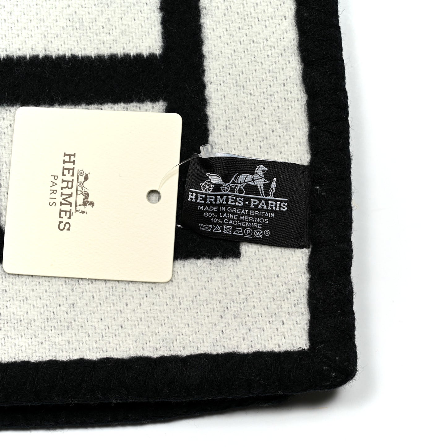 Wool Cashmere Avalon III Blanket Ecru Black