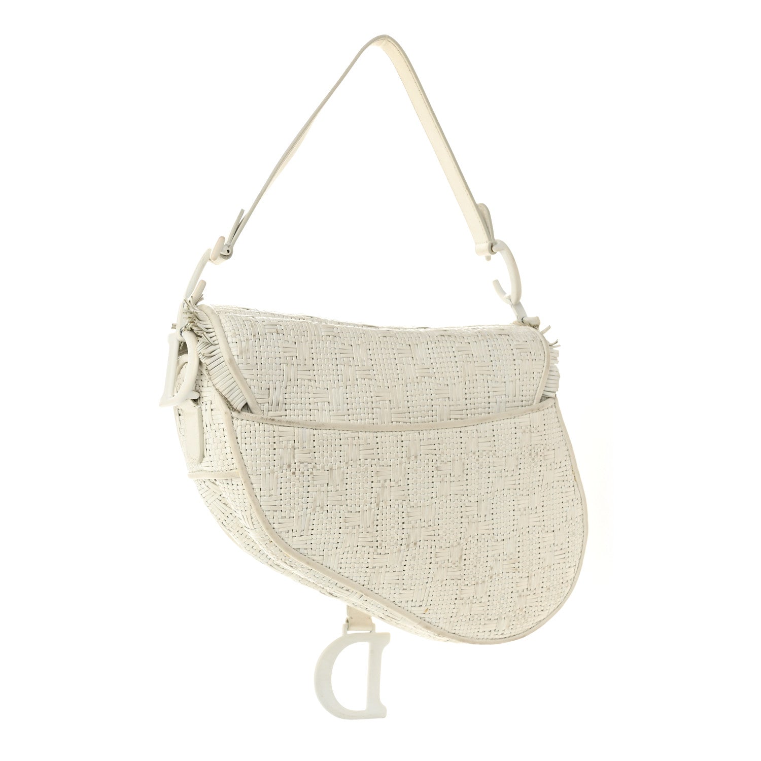 Christian Dior Ultra Matte Woven Saddle Bag White 3 of 11