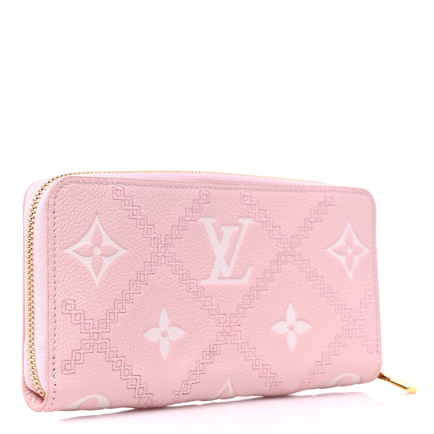 Empreinte Monogram Giant Broderies Zippy Wallet Pink Creme