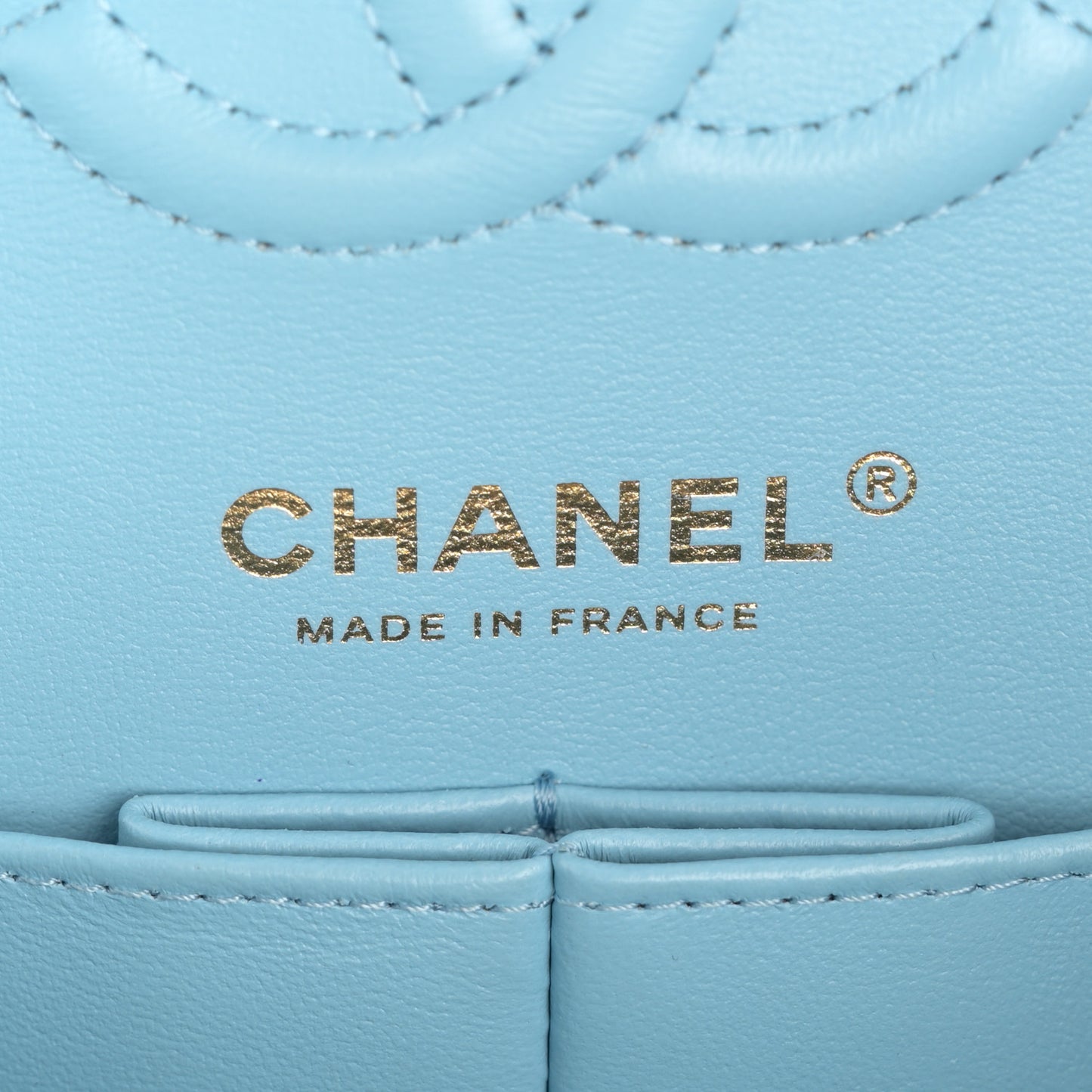 Caviar Quilted Small Double Flap Light Blue