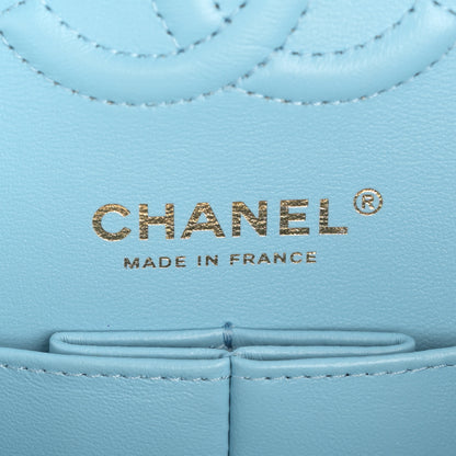 Chanel Caviar Quilted Small Double Flap Light Blue 6 of 14