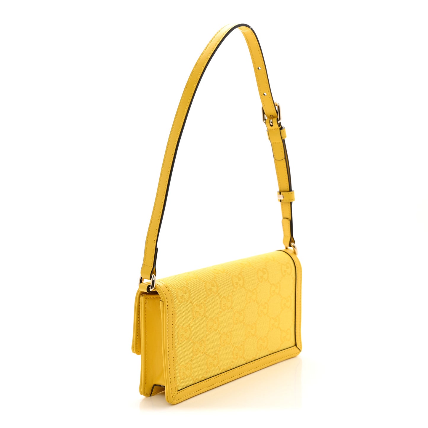 GG Monogram Textured Dollar Calfskin Small Luce Shoulder Bag Yellow