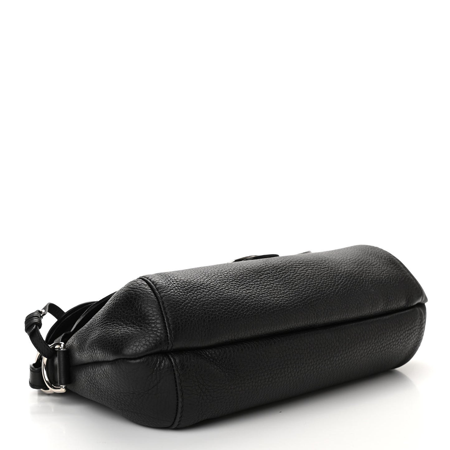 Pebbled Calfskin Medium Techno Horsebit Shoulder Flap Bag Black