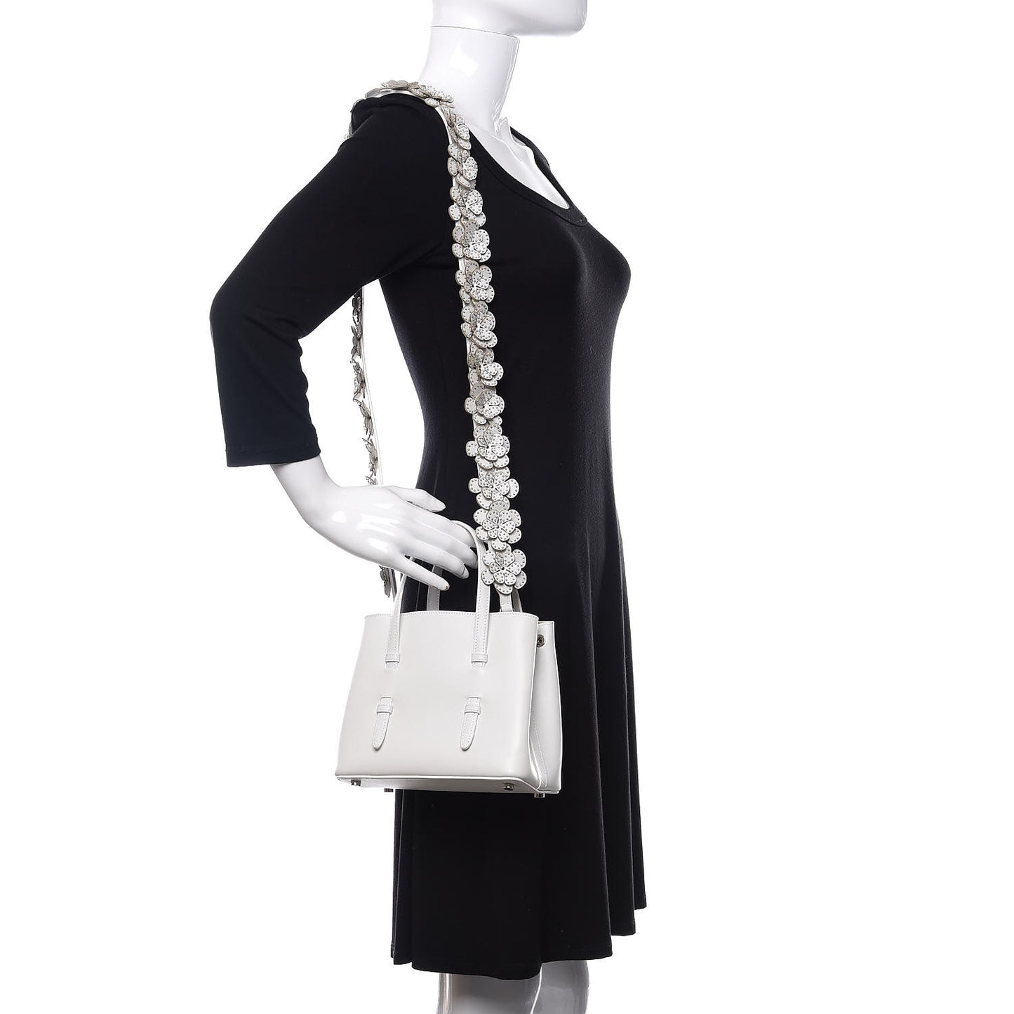 Calfskin Studded Mina 20 Bag White