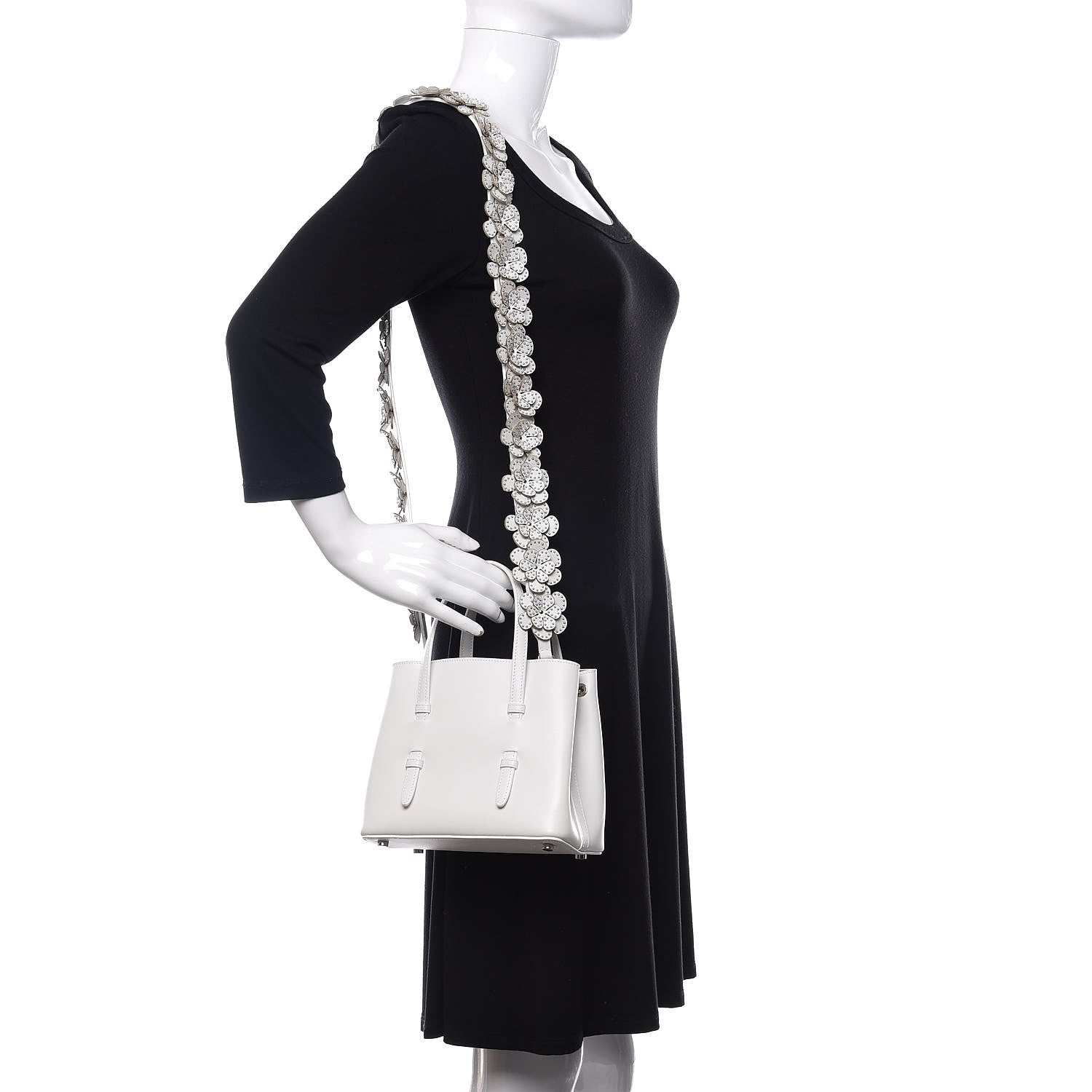 Alaia Calfskin Studded Mina 20 Bag White 2 of 9