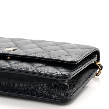 Chanel Caviar Quilted Wallet On Chain WOC Navy Blue 11 of 11