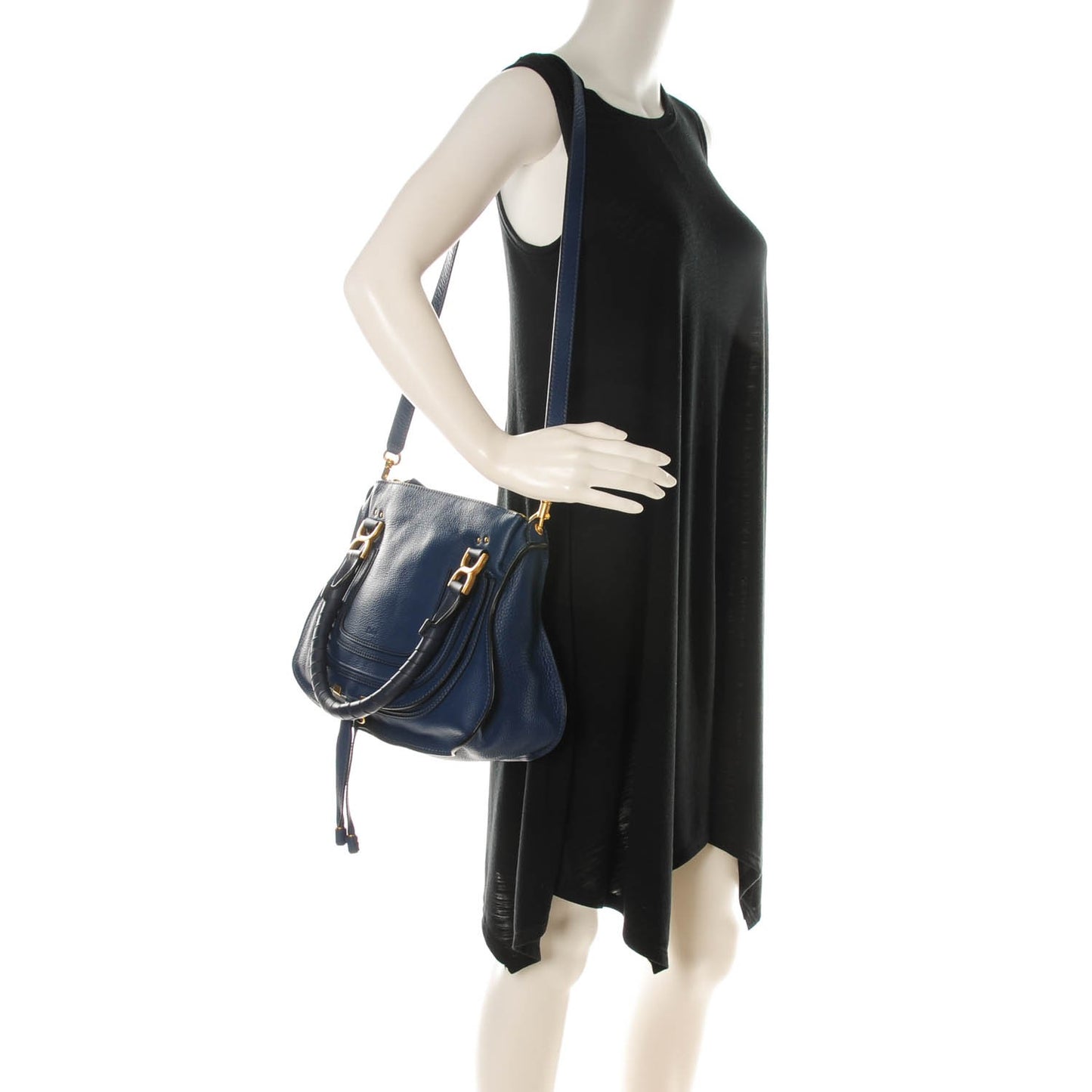Calfskin Medium Marcie Satchel Royal Navy