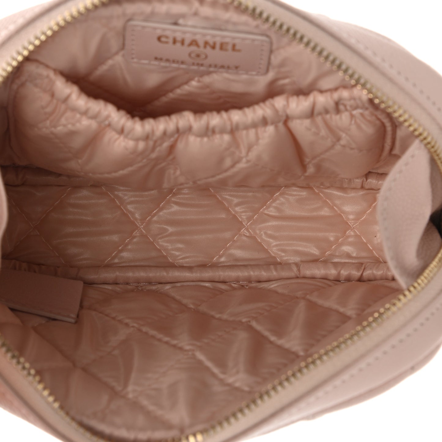 Caviar Quilted Small Curvy Pouch Cosmetic Case Light Pink