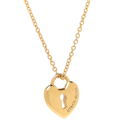 Tiffany 18K Yellow Gold Mini Heart Lock Pendant Necklace 6 of 6