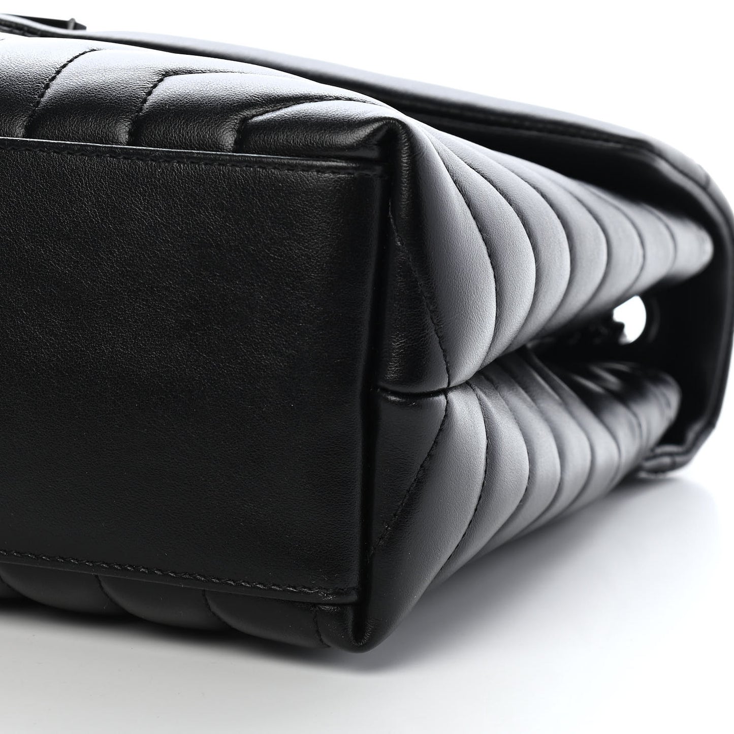 Calfskin Y Quilted Monogram Medium Loulou Chain Satchel Black