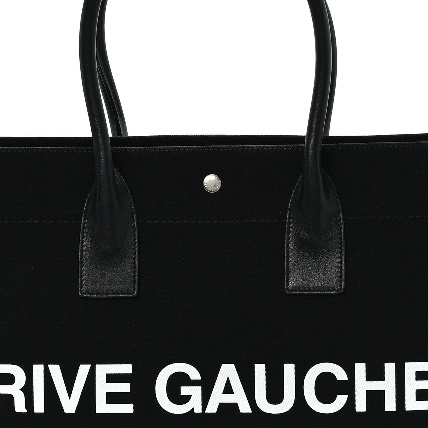 Linen Calfskin Rive Gauche Tote Black