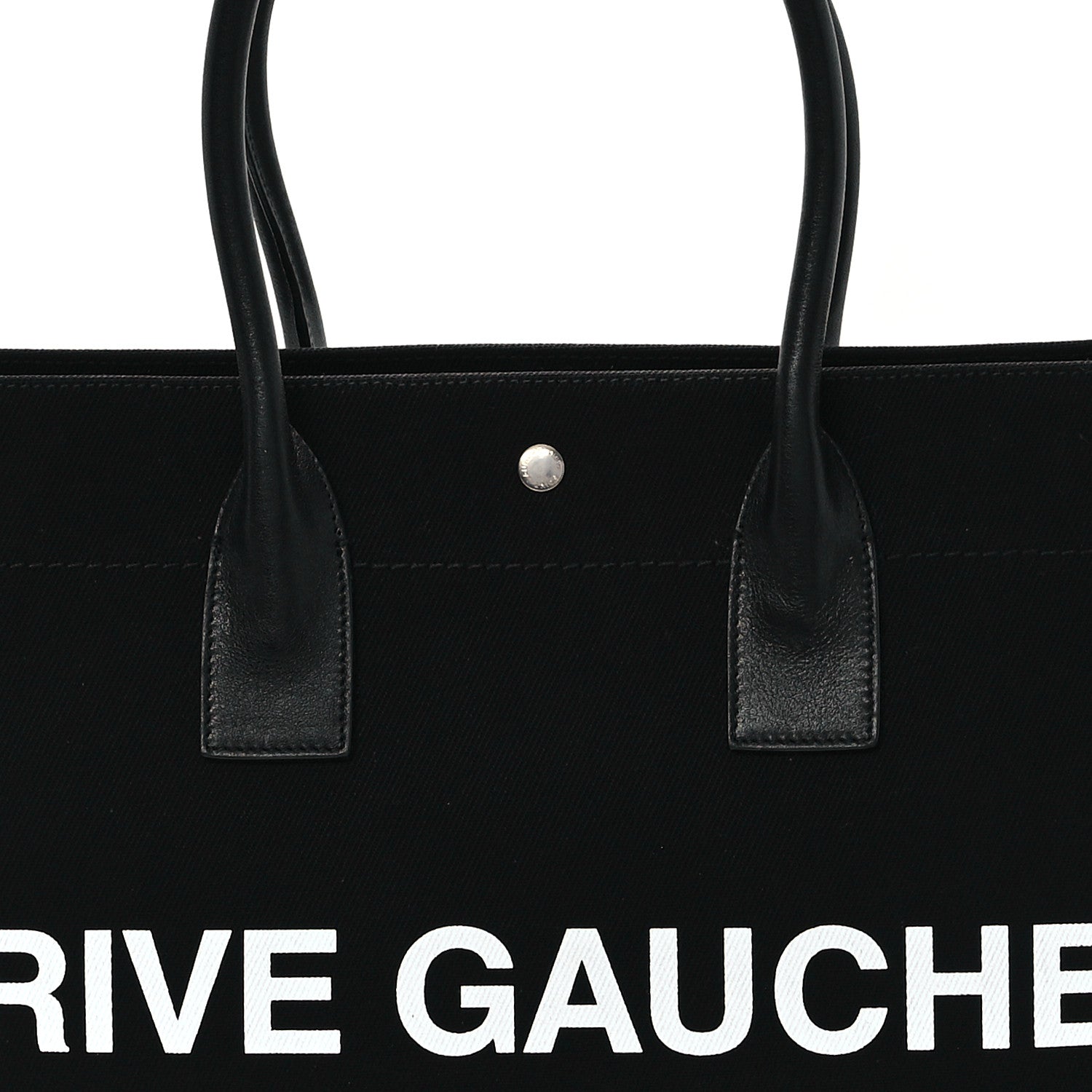 Saint Laurent Linen Calfskin Rive Gauche Tote Black 8 of 11