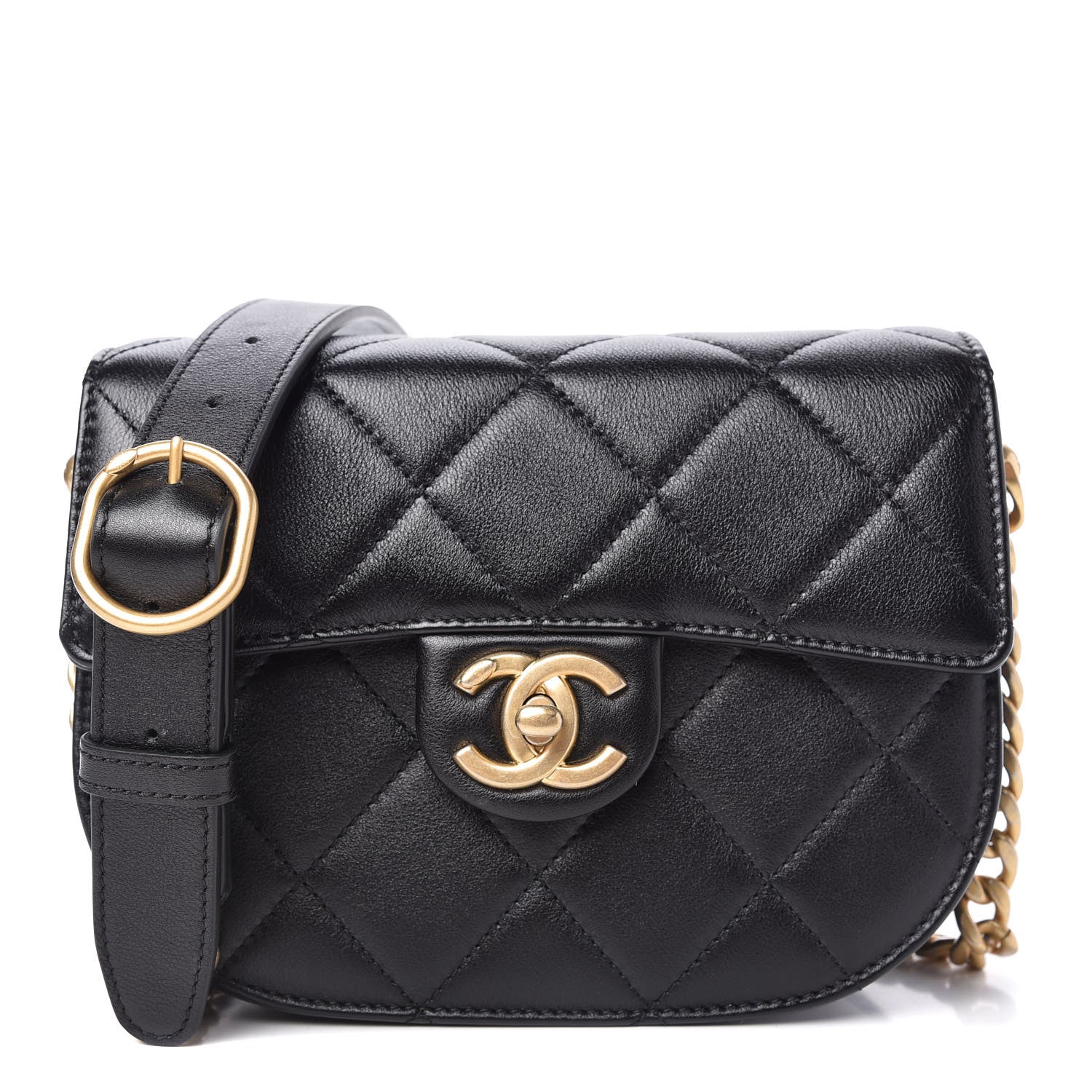 Chanel Calfskin Quilted Moon Messenger Black 1 of 12