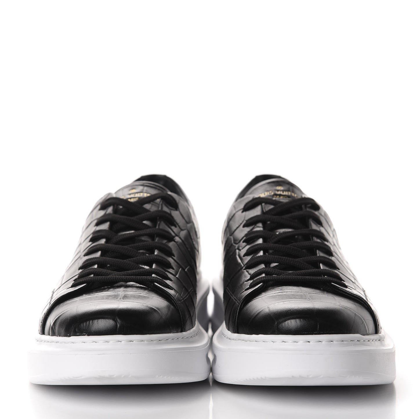 Calfskin Crocodile Embossed Monogram Beverly Hills Sneakers 9 Black