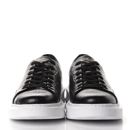 Louis Vuitton Calfskin Crocodile Embossed Monogram Beverly Hills Sneakers 9 Black 2 of 10