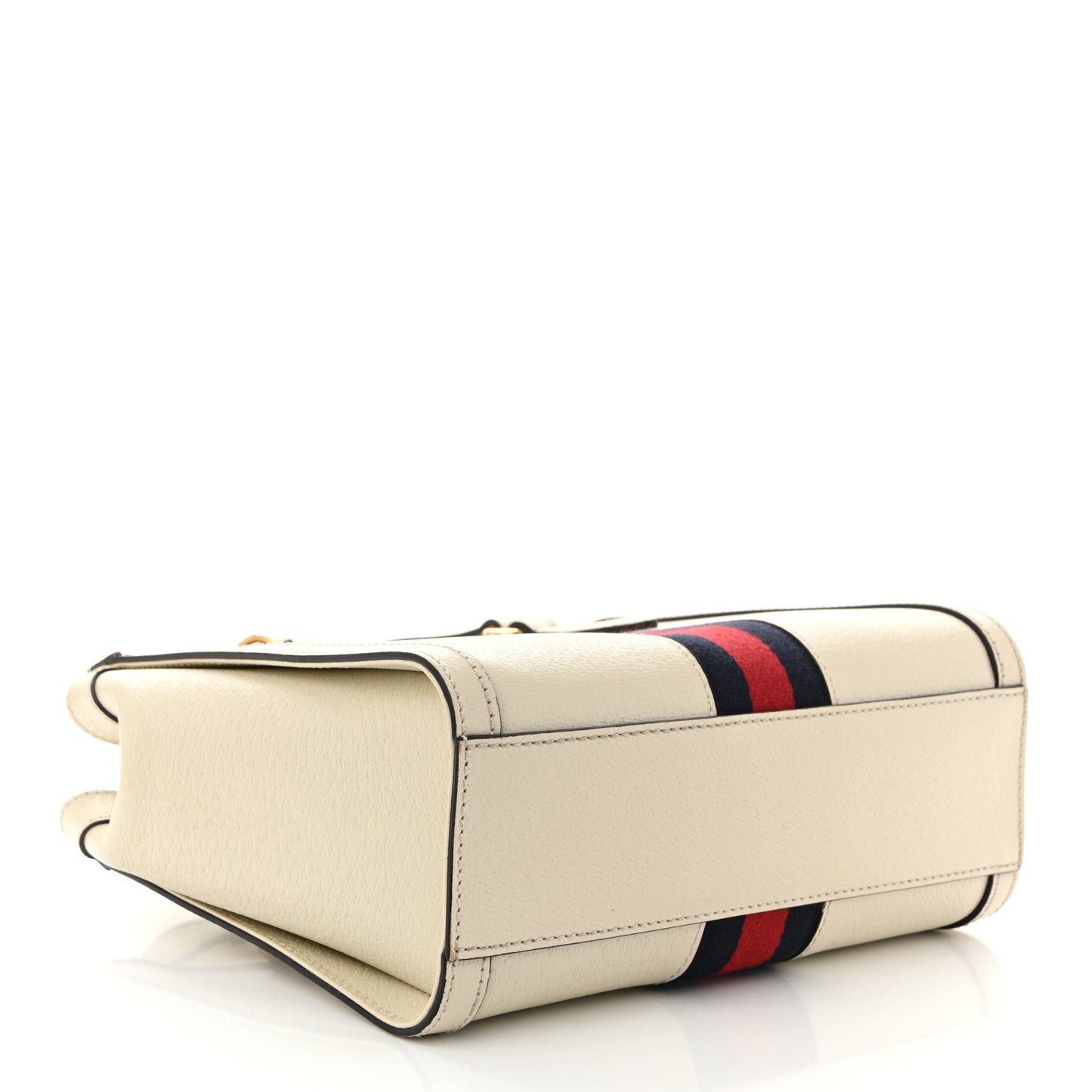 Textured Calfskin Web Small Ophidia Tote Bag Mystic White