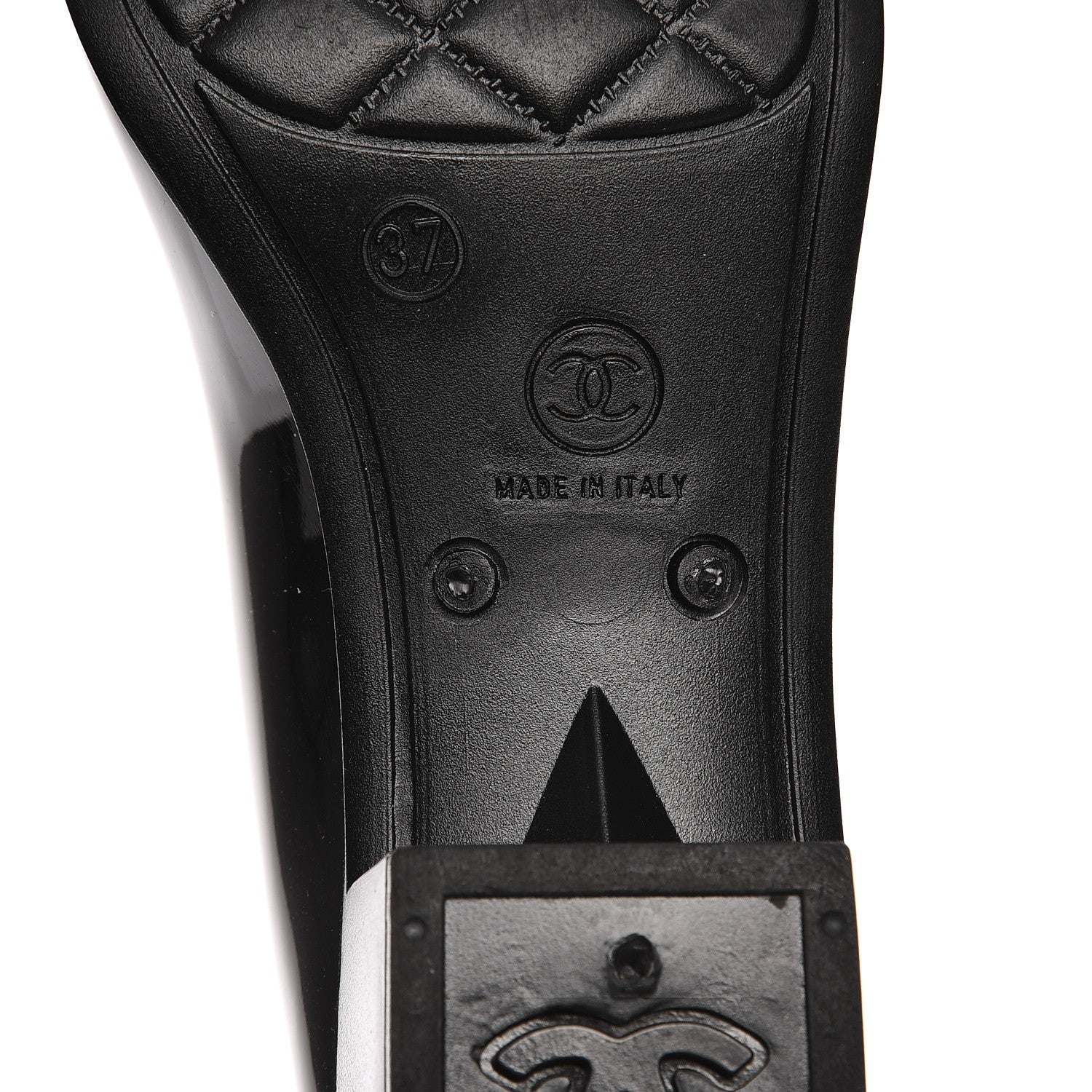 Chanel Rubber Camellia Rain Boots 37 Black 6 of 7