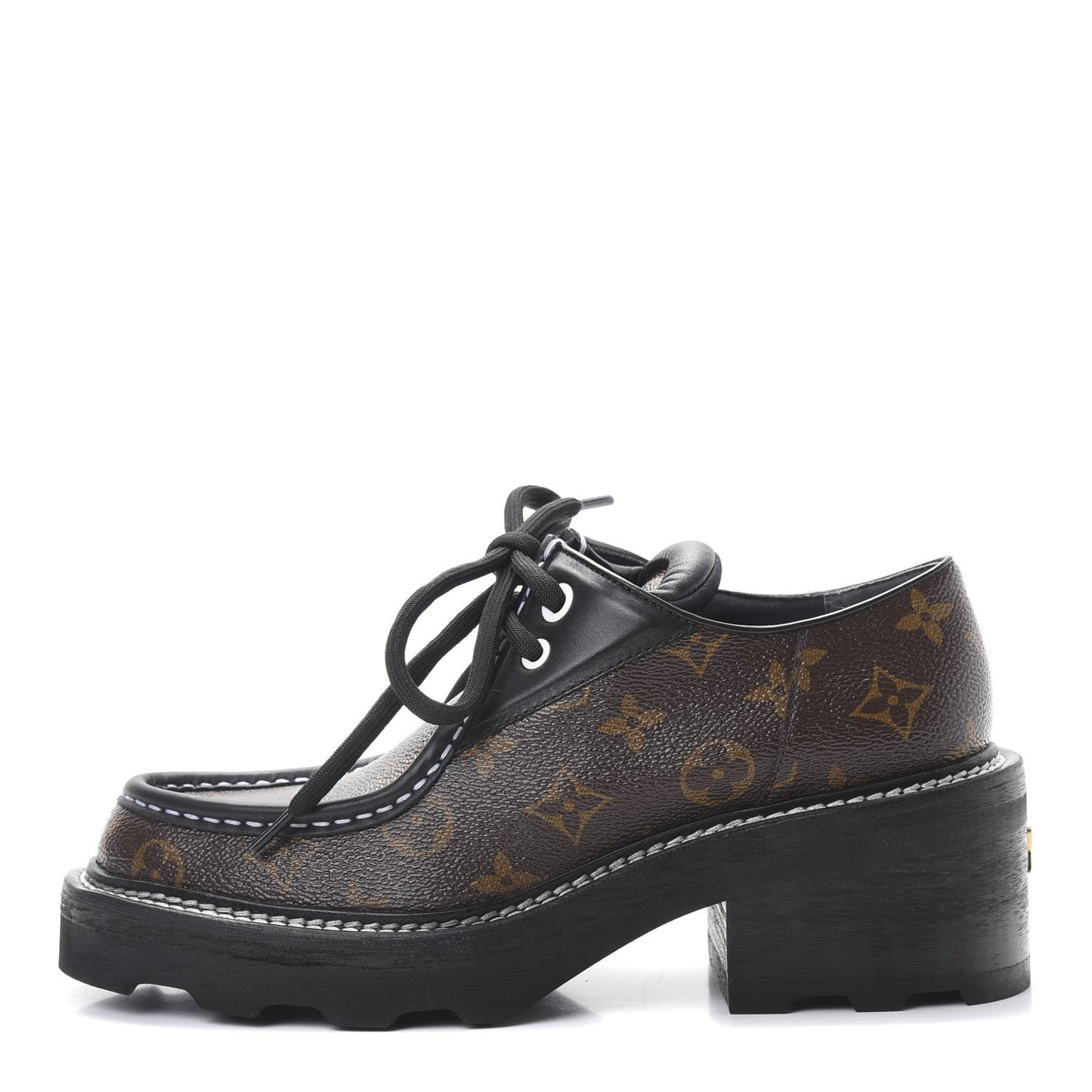 Monogram Calfskin Beaubourg Platform Derby Shoes 39 Brown