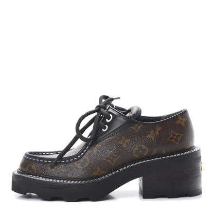 Louis Vuitton Monogram Calfskin Beaubourg Platform Derby Shoes 39 Brown 1 of 9