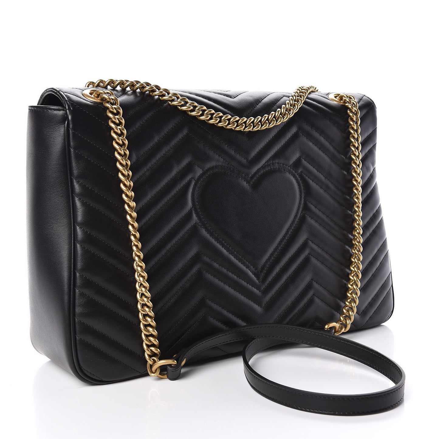 Calfskin Matelasse Large GG Marmont Shoulder Bag Black