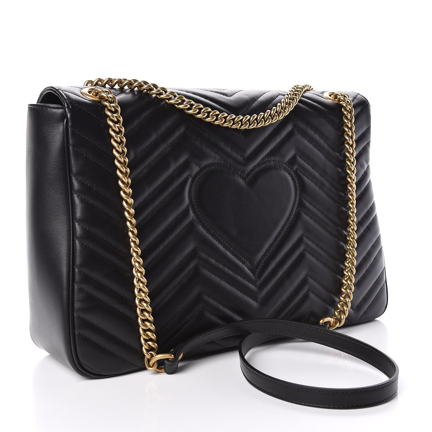 Gucci Calfskin Matelasse Large GG Marmont Shoulder Bag Black 3 of 10