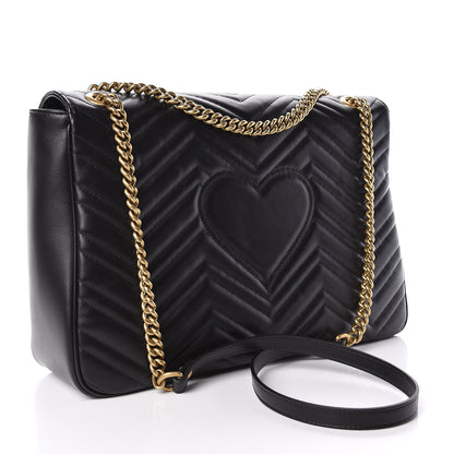 Gucci Calfskin Matelasse Large GG Marmont Shoulder Bag Black 3 of 10