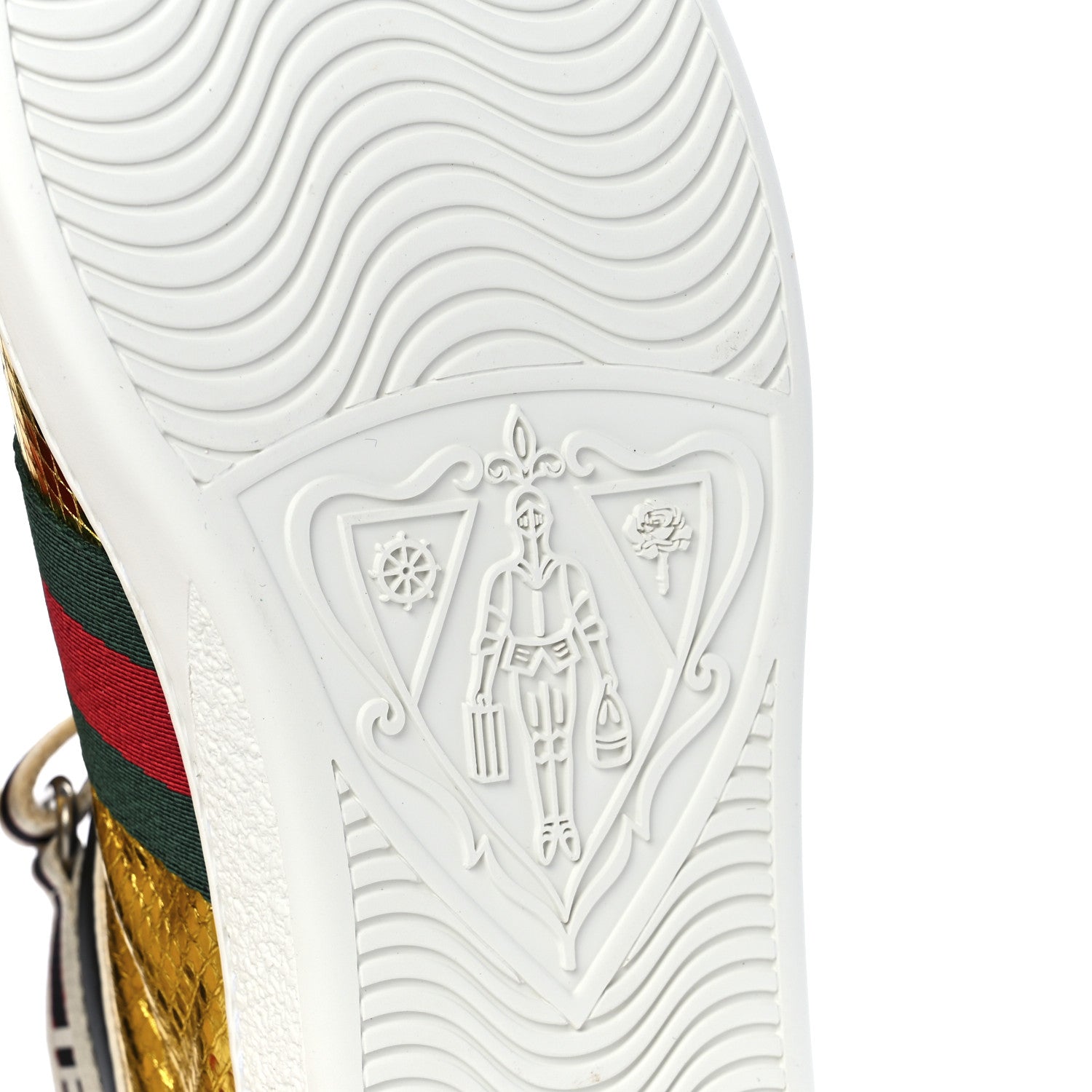 Gucci Metallic Ayers Web Womens New Ace Stripe High Top Sneakers 37.5 Oro 9 of 11
