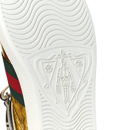 Gucci Metallic Ayers Web Womens New Ace Stripe High Top Sneakers 37.5 Oro 9 of 11