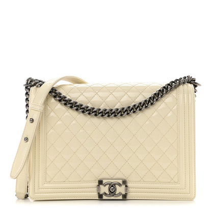 Chanel Patent Quilted Large Boy Flap White 1 of 8