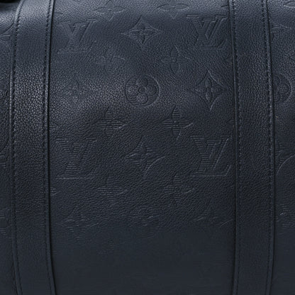 Louis Vuitton Calfskin Shadow Monogram Keepall Bandouliere 50 Black 7 of 9