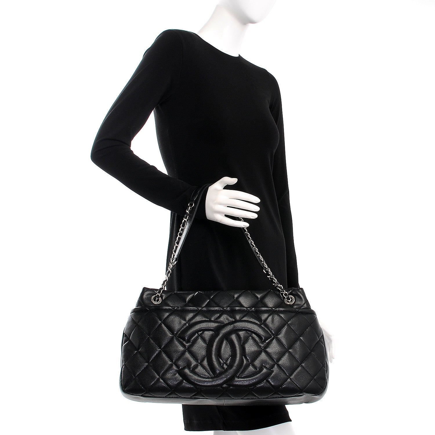 Chanel Caviar Quilted CC Timeless Soft Tote Black 2 of 7