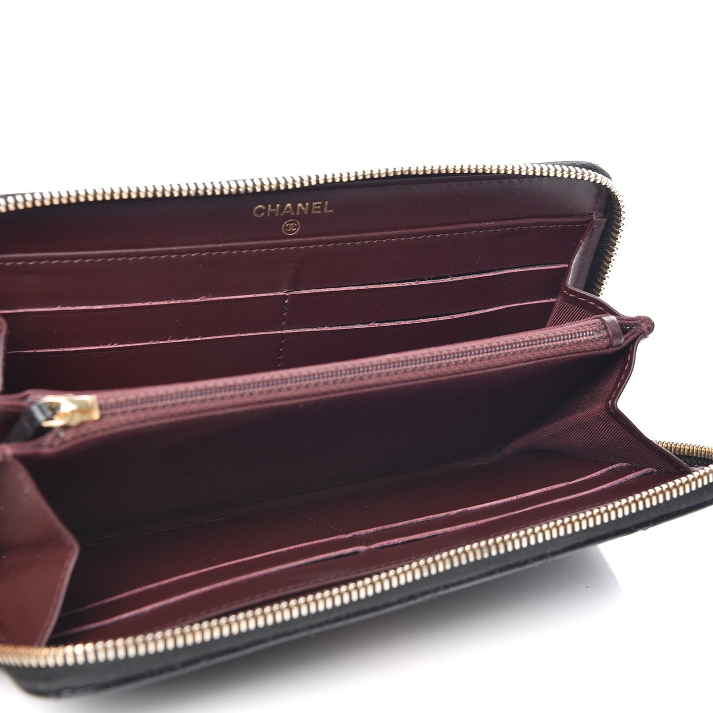 Caviar Quilted Large Gusset Zip Around Wallet Black